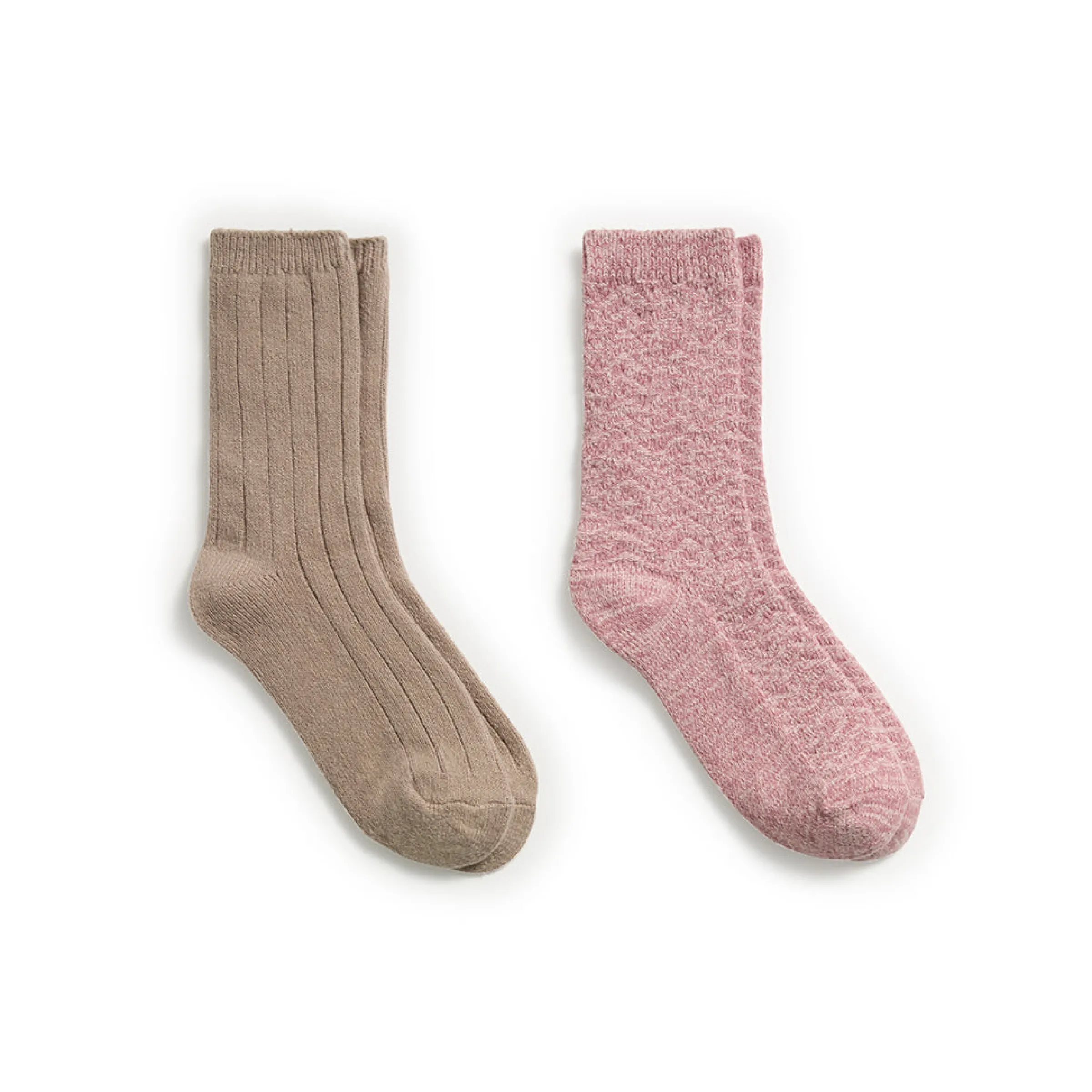 Hot Tonal Spacedye Chevron Texture/Wide Rib Crew Sock 2-Pack Women Socks|Women's Accessories