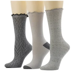 Best Twist Chevron / Lettuce Edge Crew Sock 3-Pack Women Socks|Women's Accessories