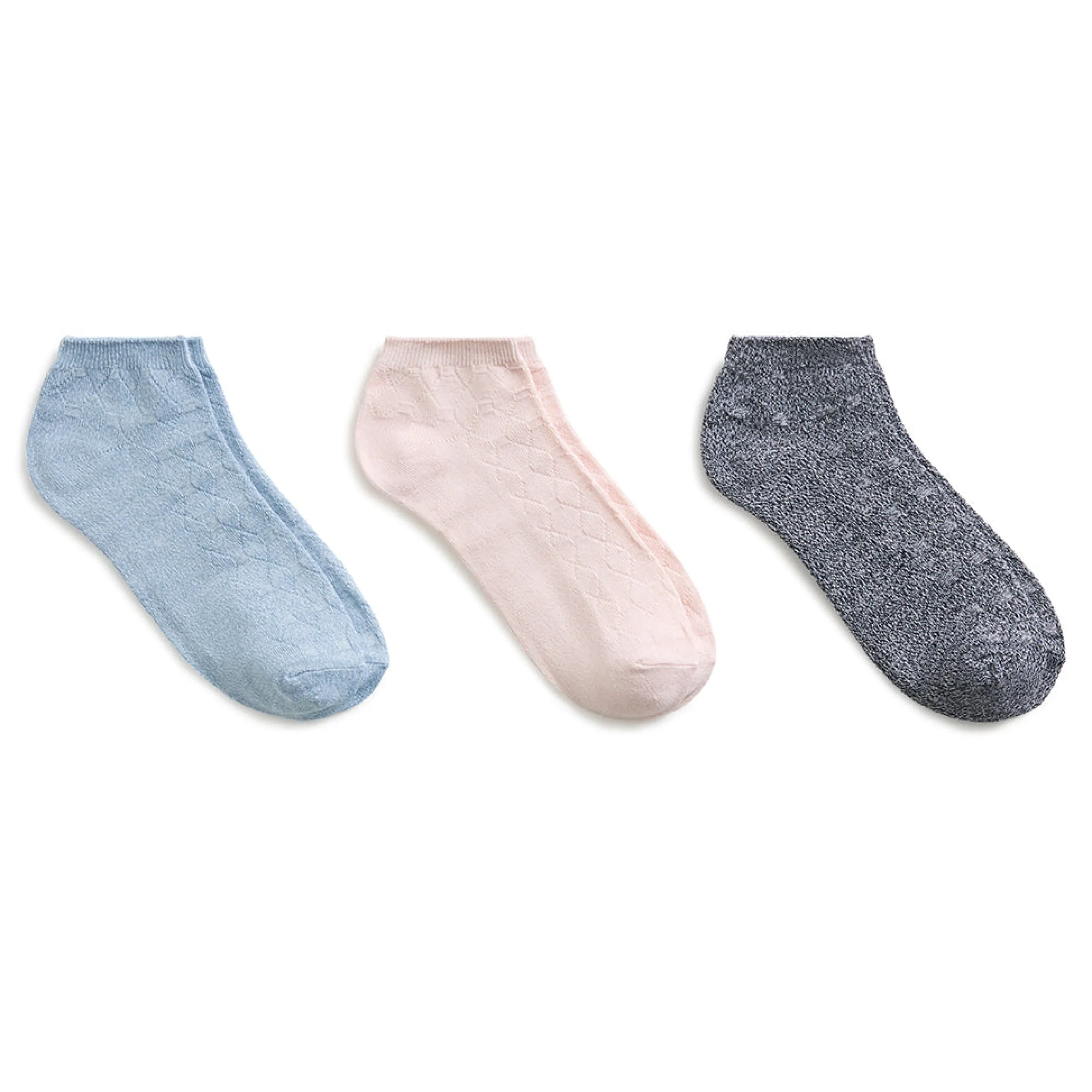 Best Twist Tile Textured Solid Color Low Cut Sock 3-Pack Women Socks|Women's Accessories