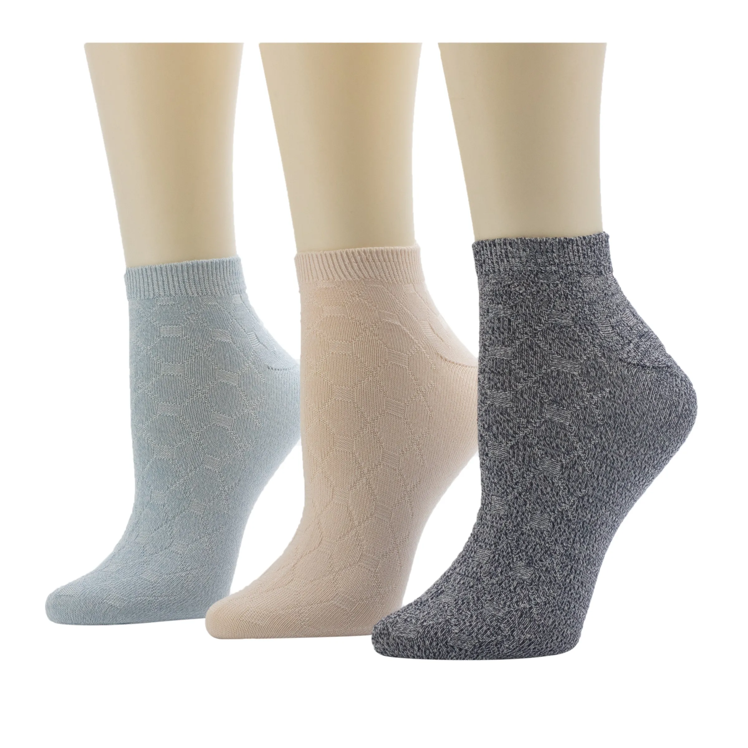 Best Twist Tile Textured Solid Color Low Cut Sock 3-Pack Women Socks|Women's Accessories
