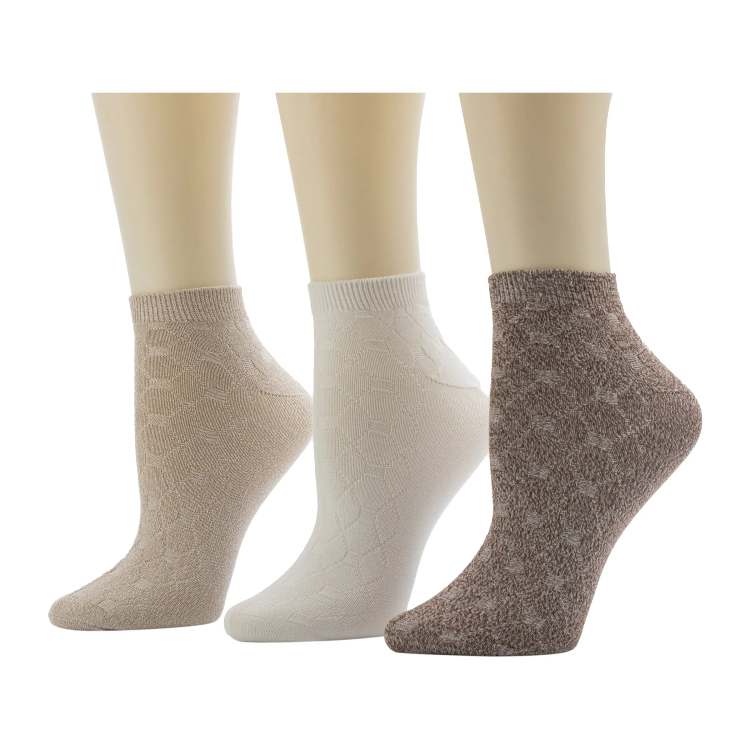 Best Twist Tile Textured Solid Color Low Cut Sock 3-Pack Women Socks|Women's Accessories