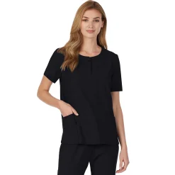 Discount Womens Scrub Henley Neck Top with Side Pockets PETITE Women Womens Scrubs|Scrubs