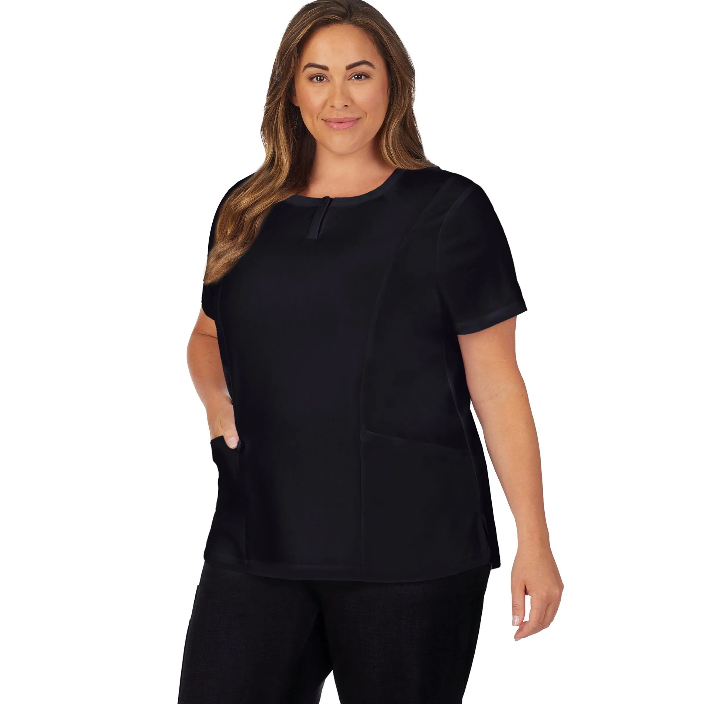 Sale Womens Scrub Henley Neck Top with Side Pockets PLUS Women Womens Scrubs|Scrubs