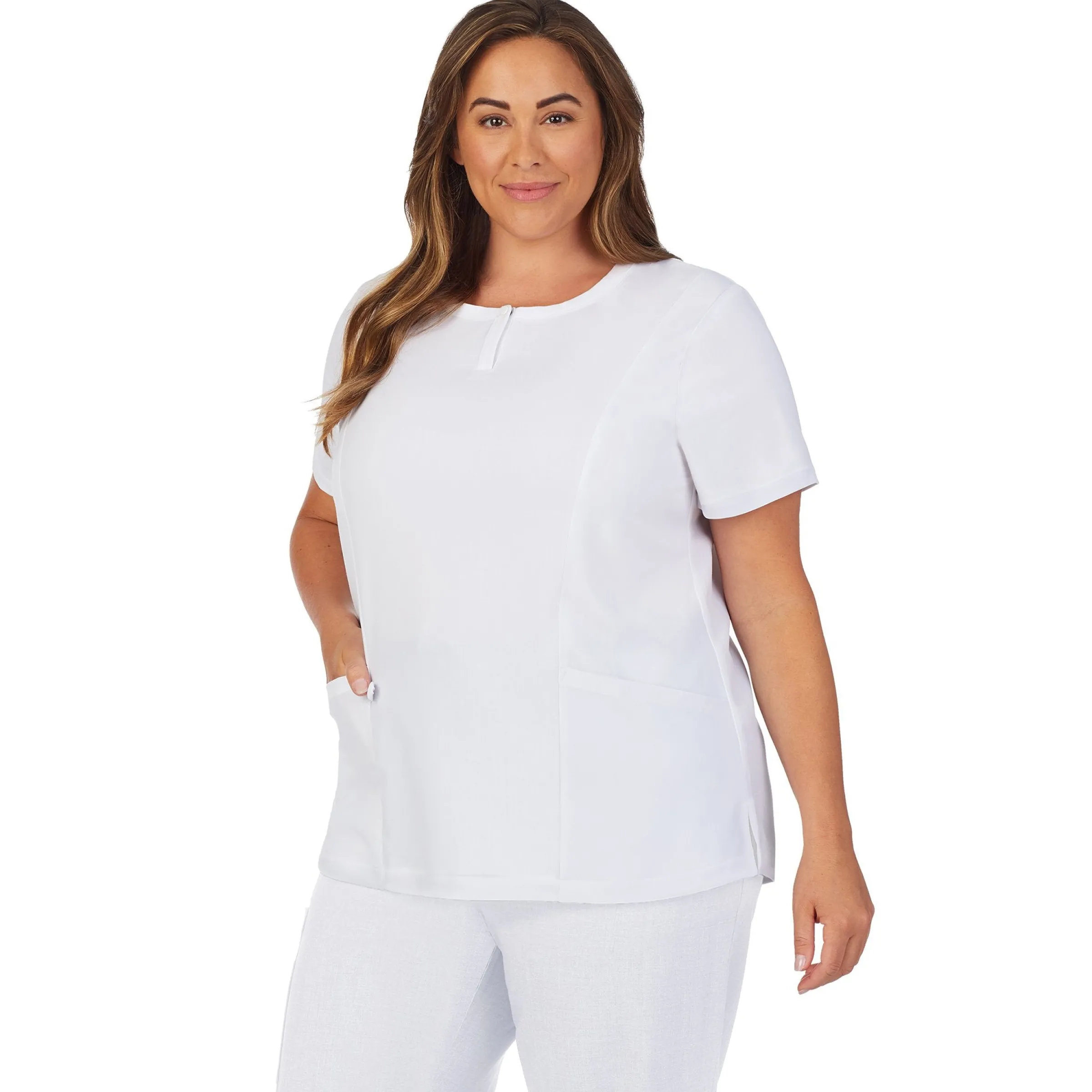 Sale Womens Scrub Henley Neck Top with Side Pockets PLUS Women Womens Scrubs|Scrubs