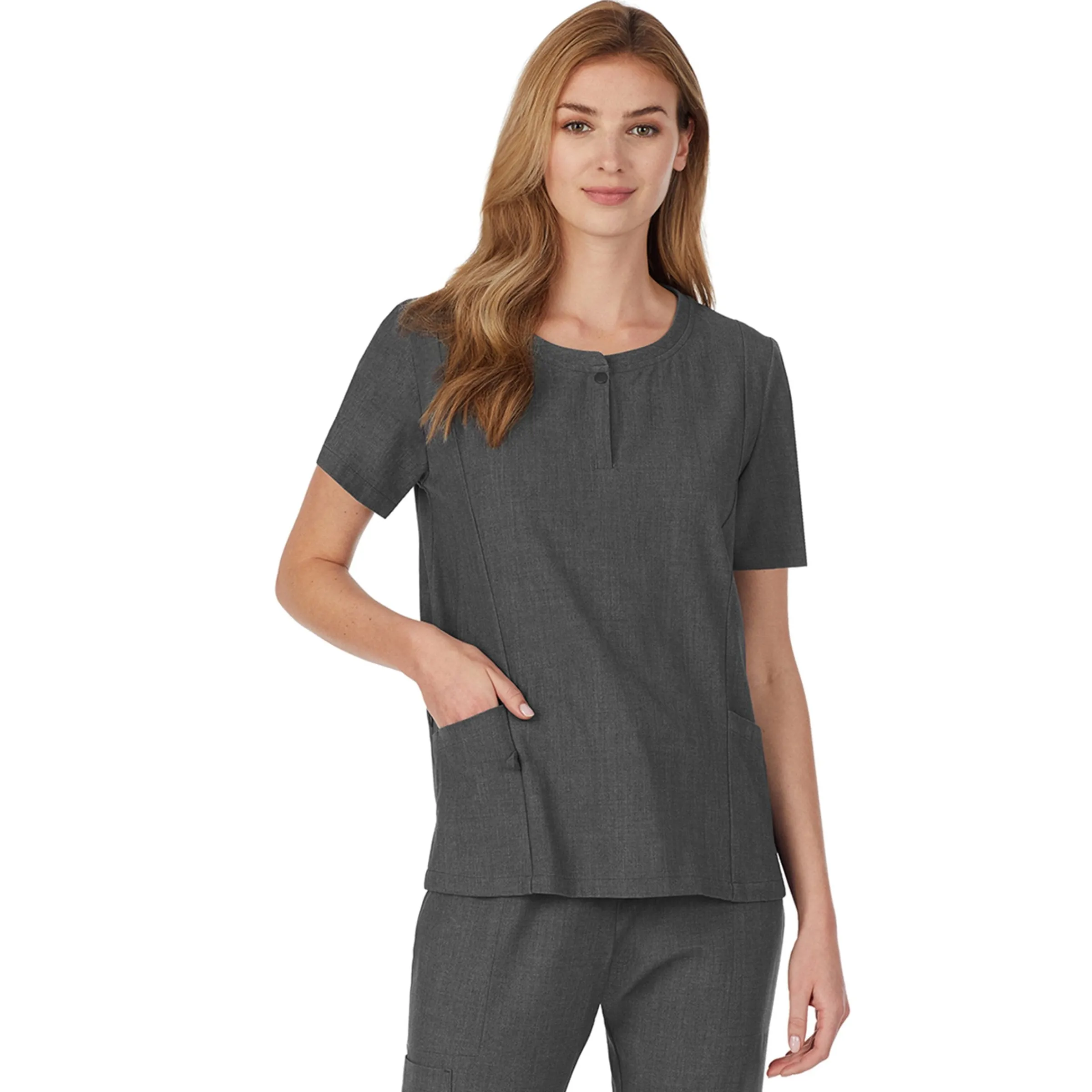 Sale Womens Scrub Henley Neck Top with Side Pockets Women Womens Scrubs|Scrubs