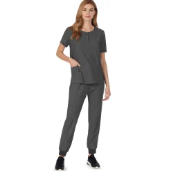 Sale Womens Scrub Henley Neck Top with Side Pockets Women Womens Scrubs|Scrubs