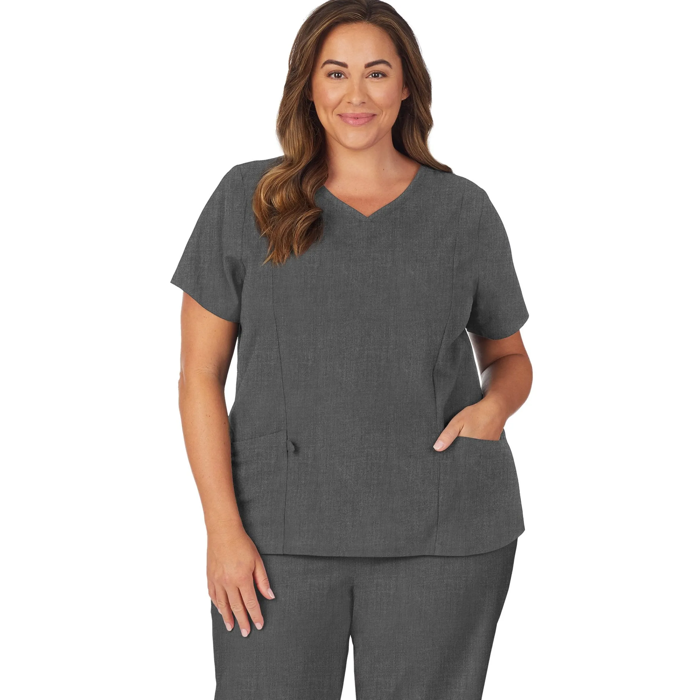 Discount Womens Scrub V-Neck Top with Side Pockets PLUS Women Womens Scrubs|Scrubs