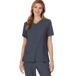 Womens Scrub V-Neck Top with Side Pockets PETITE Women Womens Scrubs|Scrubs