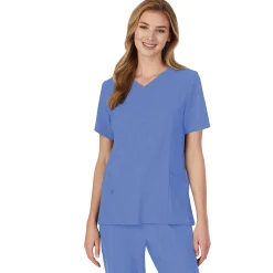 Womens Scrub V-Neck Top with Side Pockets PETITE Women Womens Scrubs|Scrubs