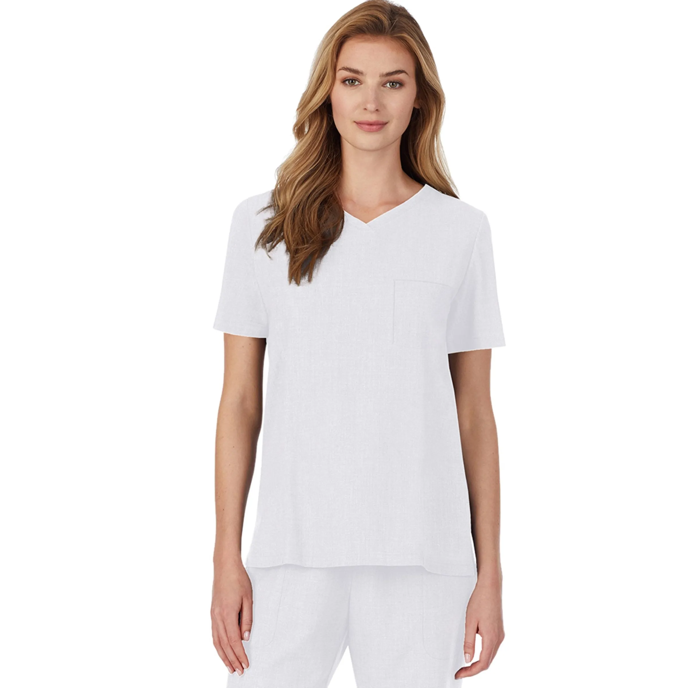 Womens Scrub V-Neck Top with Chest Pocket Women Womens Scrubs|Scrubs