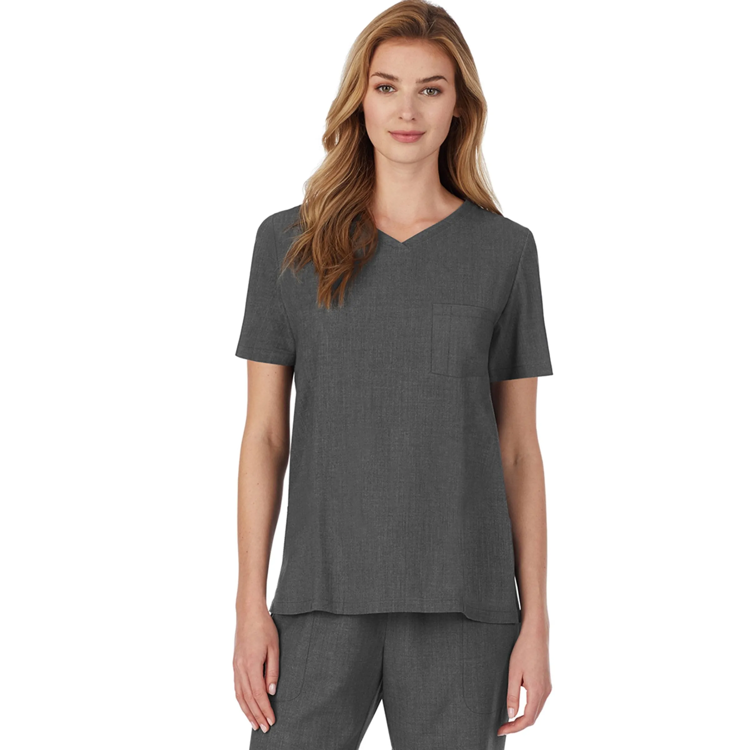 Womens Scrub V-Neck Top with Chest Pocket Women Womens Scrubs|Scrubs